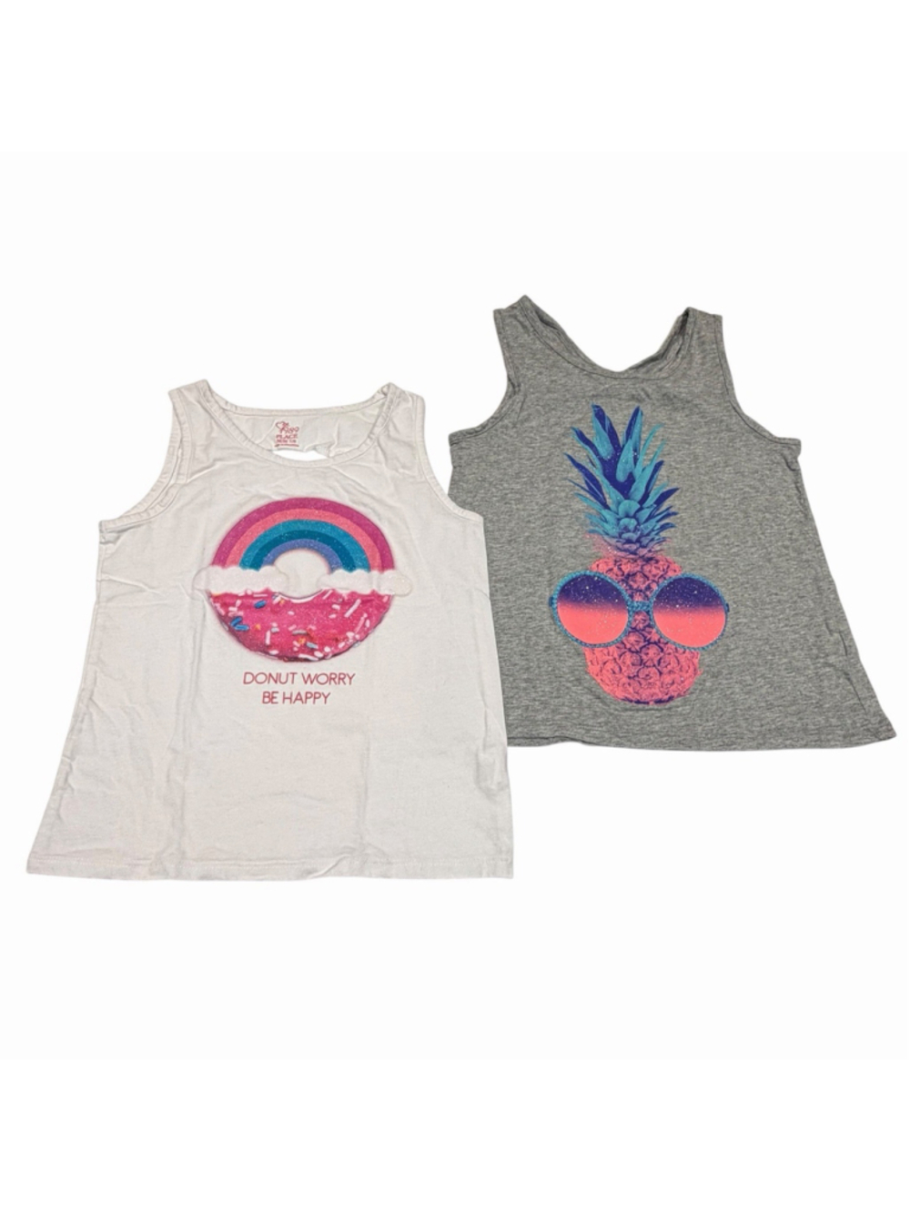 Children’s Place Girls Tank Top Lot‎ Sz 7/8 Donut Rainbow Pineapple Sunglasses